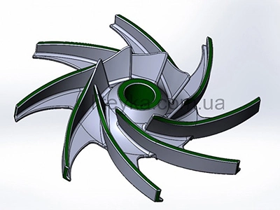 3D модель робочого колеса відкритого типу